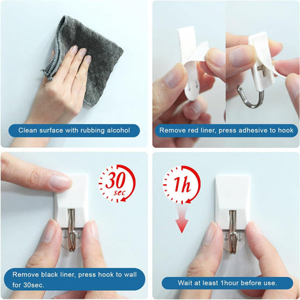 24 Pack Small Adhesive Hooks, Damage Free Wall Hangers with Adhesive Strips