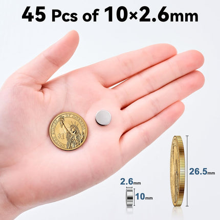45 Pcs Neodymium Refrigerator Magnets – Small Round, Multi-Use for Home & Office