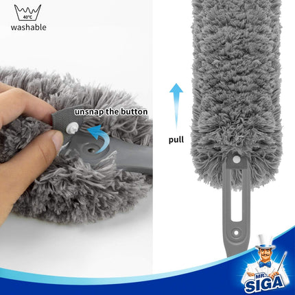 Washable Microfiber Duster Lint Free Gray for Home Cleaning & Dusting
