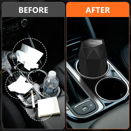 2 Pack Car Trash Can with Lid, Leakproof, 30 Bags, Black, Small Auto Organizer