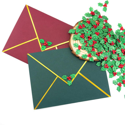 100pcs Mini Triple Leaf Holly Berries – Artificial Holly Leaves for Christmas Decor