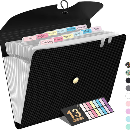 13 Pocket Expanding File Folder Accordion Organizer with Labels Letter A4 Size