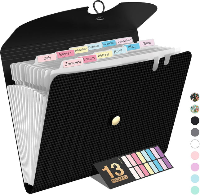 13 Pocket Expanding File Folder Accordion Organizer with Labels Letter A4 Size