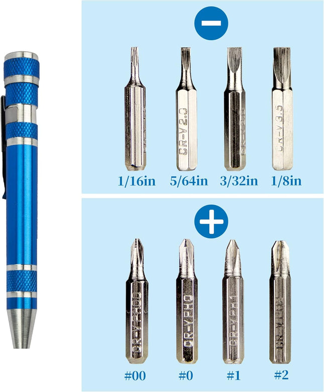 8 in 1 Mini Screwdriver Set – Magnetic, Compact Repair Tools for EDC & Home Use