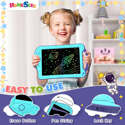Astrodraw LCD Writing Tablet – Colorful Doodle Pad for Toddlers, Birthday Gift (Aqua/Purple)