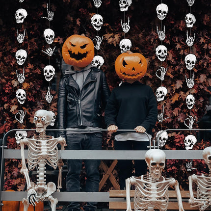 6-Piece Halloween Skull Garland, Skeleton Finger Party Banner for Haunted House Decor