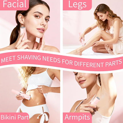 2-in-1 Electric Shaver & Bikini Trimmer, IPX7 Waterproof, LED Display, Rechargeable Pink