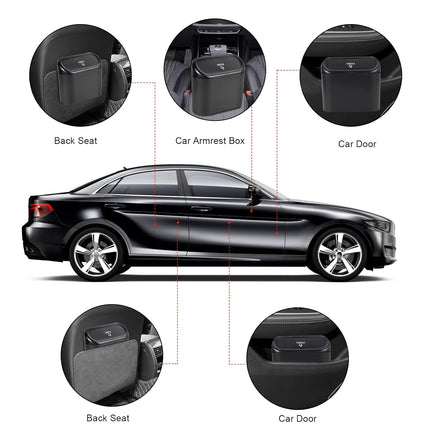 2-Pack Mini Car Trash Can with Lid & 150 Trash Bags – Car Garbage Bin for Front & Back Seats