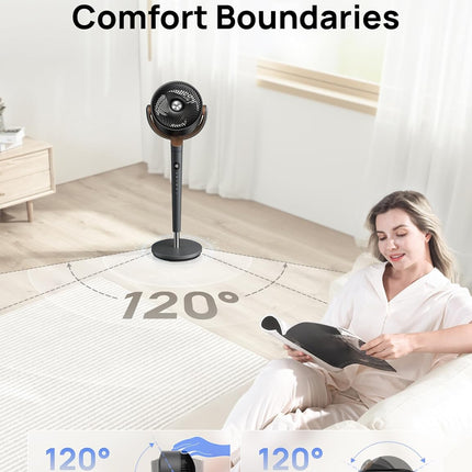 Quiet DC Pedestal Fan 9 Speeds Oscillating Adjustable Timer for Bedroom Home