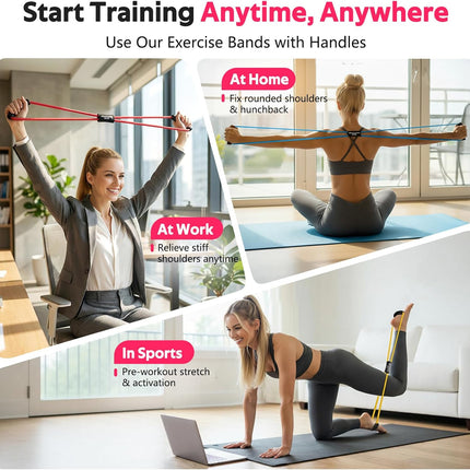 Elastic Figure 8 Resistance Bands: 3-Pack for Arm, Shoulder Stretching & Fitness Workouts