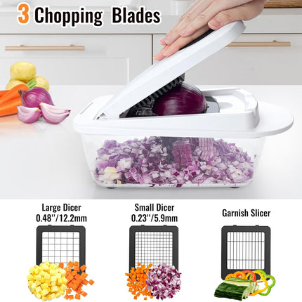 8 Blade Vegetable Chopper Mandoline Slicer with Container Onion Veggie Cutter
