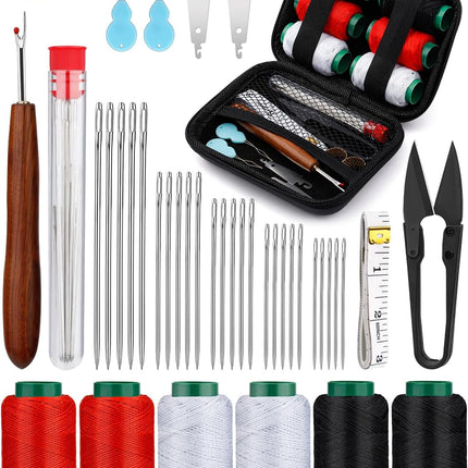 40PCS Sewing Kit with Needles Threads Thimble Seam Ripper Storage Bag