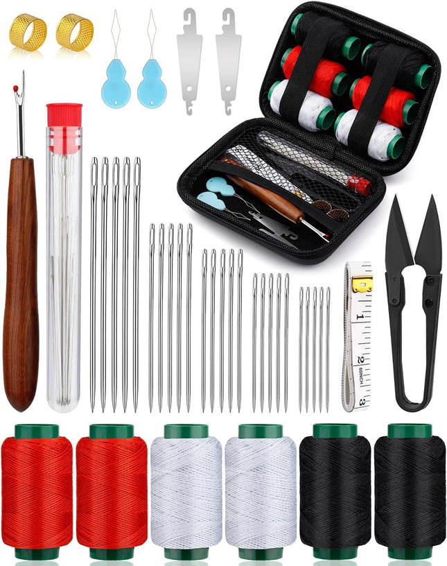 40PCS Sewing Kit with Needles Threads Thimble Seam Ripper Storage Bag