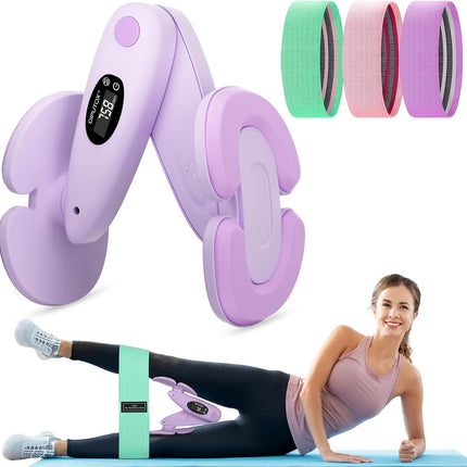 Thigh Trainer for Women, 360° Inner Thigh Exerciser with 3 Kegel Resistance Bands