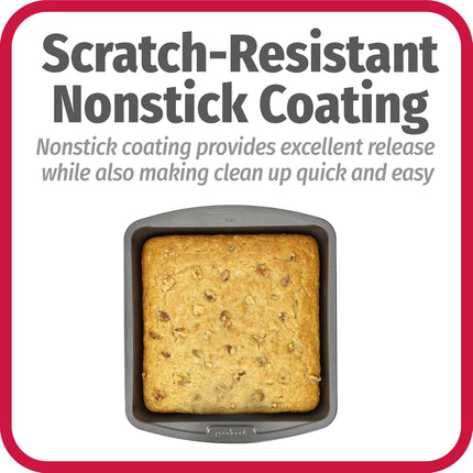 Everyday 8in Nonstick Steel Square Baking Pan Gray Cake Brownie Bakeware