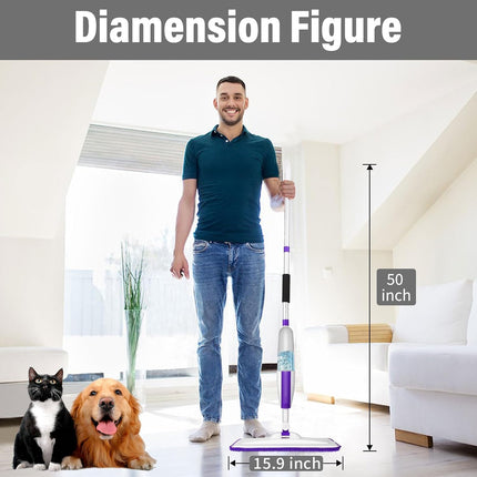 Spray Mop for Floors with Refillable Bottle & 3 Washable Microfiber Pads