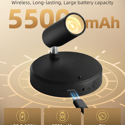 2-Pack Rechargeable Picture Lights, Wireless Magnetic Wall Spotlights with Remote
