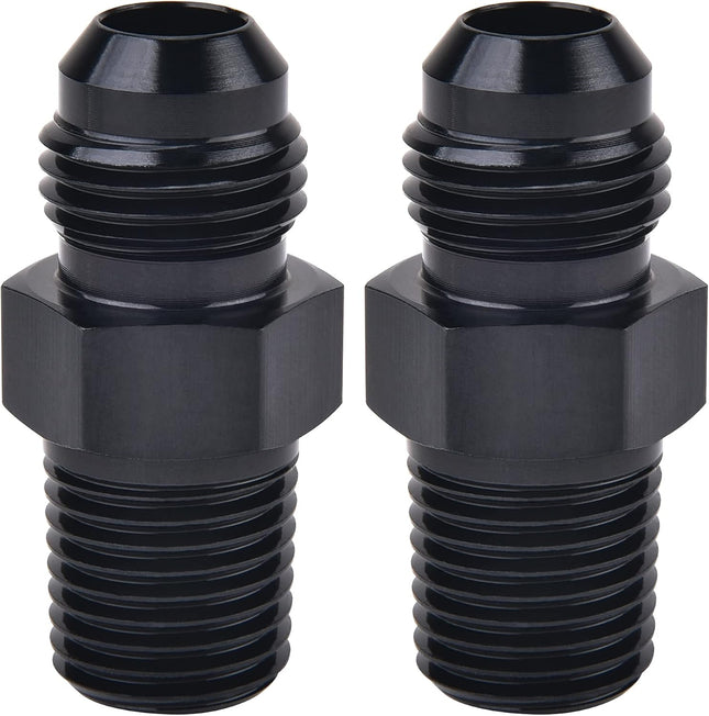 2PCS 6AN Male Flare to 1/4" NPT Aluminum Straight Pipe Fitting Adapters