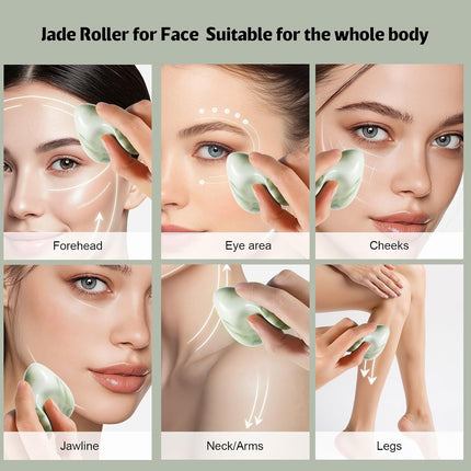 Face Roller & Gua Sha Facial Tool, Ice Eye Massager for Puffiness, Dark Circles & Skincare, Green