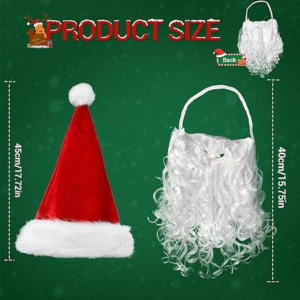 Santa Hat & Beard Set for Adults – Christmas Costume Face Cover Accessory