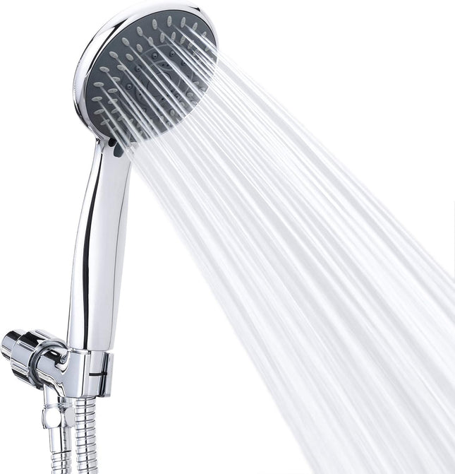 High Pressure 5-Setting Handheld Shower Head Stainless Hose Adjustable Mount
