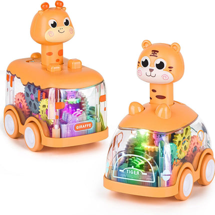 Press and Go Baby Toy Cars – Light-Up Giraffe & Tiger Cars for Toddlers, Gifts