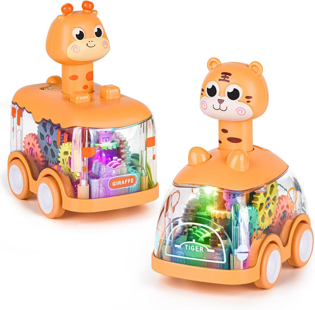 Press and Go Baby Toy Cars – Light-Up Giraffe & Tiger Cars for Toddlers, Gifts