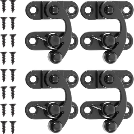 4-Piece Antique Black Hook Hasp Latch Set with Mounting Screws