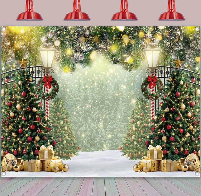 Christmas Tree Backdrop 7x5ft – Winter Glitter Bokeh Photography Background