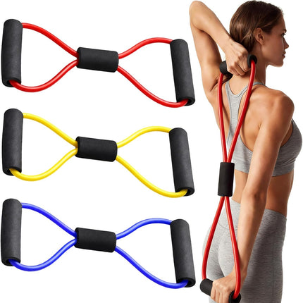 3-Pack Figure 8 Resistance Bands – Foam Handles for Full Body Workouts