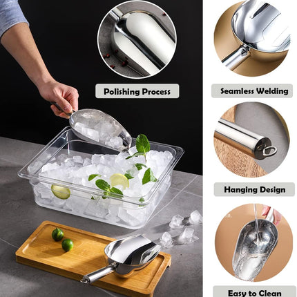 Metal Ice Scooper – 6oz, Silver, Ideal for Ice Maker, Bar & Wedding
