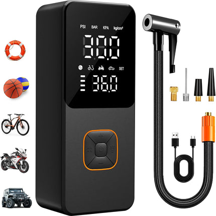 150PSI Portable Tire Inflator, 4000mAh Air Compressor with Gauge, Auto-Off & LED