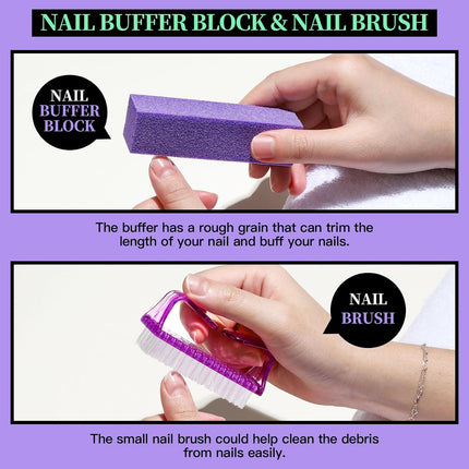 Nail Prep Care Kit, Manicure Pedicure Set with Nail Files, Buffers, Cuticle Nippers & Tools