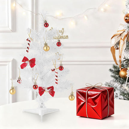 Mini Tabletop Christmas Tree 18 Inch with 20 Ornaments Holiday Decor