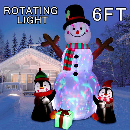 Christmas Inflatable Decorations 6FT, Cute Snowman & Penguins with LED Lights