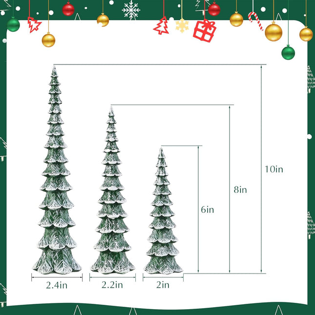 3PCS Resin Christmas Tree Decorations | Slim Cedar Table Ornaments