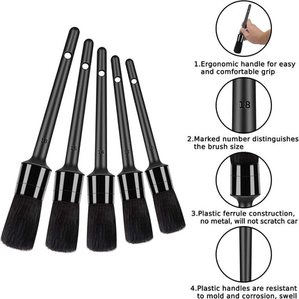 9Pcs Car Detailing Brush Set, Interior Cleaning Kit, Soft, Wire & Vent Brushes