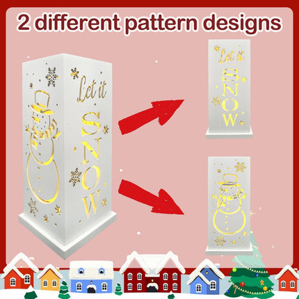 LED Lighted Christmas Snowman Decor | Wooden Table Sign with Timer
