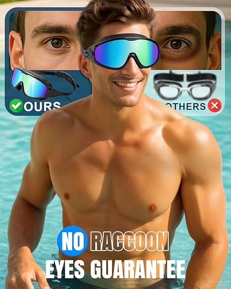 Swim Goggles 2 Pack Wide View Anti-Fog & UV Protection for Adults and Kids