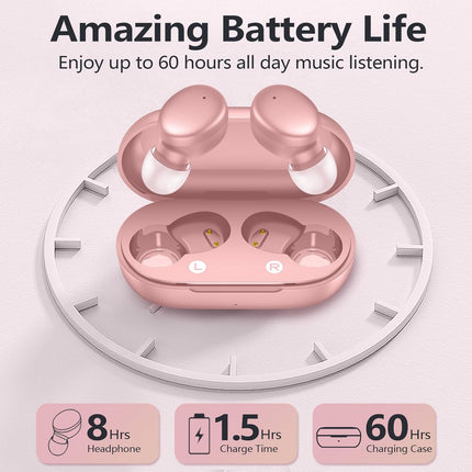 S8 Mini Bluetooth 5.3 Wireless Earbuds with Charging Case 60H Playtime Pink