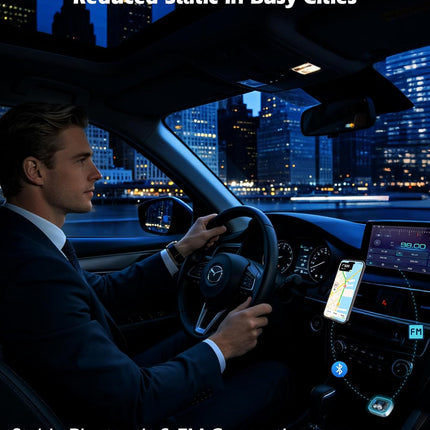 Bluetooth 5.4 FM Transmitter Car Adapter 48W Fast Charger Hands Free