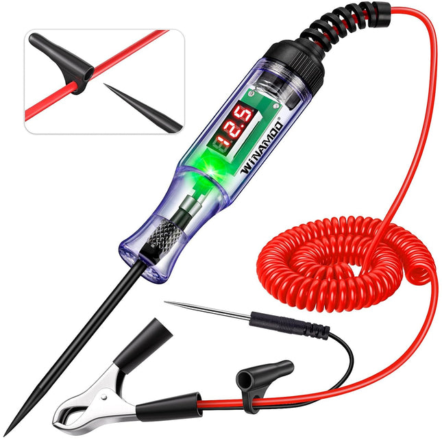 Automotive Test Light – 3-80V LED Digital Voltage Display, Circuit Tester, Extra Probe
