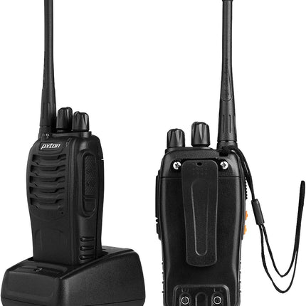 2-Pack Walkie Talkies – Rechargeable UHF Radios with Earpieces, Flashlight