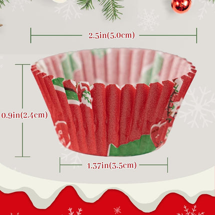 400PCS Christmas Cupcake Liners with 12PCS Toppers – Holiday Baking Set