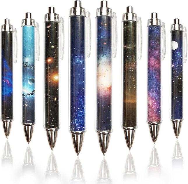 8-Pcs Galaxy Gel Ink Pens Set – Cute Space-Themed Pens for School, Office & Planner