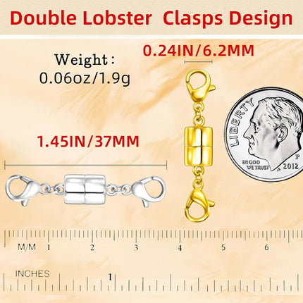 Magnetic Necklace Clasp Double Lobster Closure 14K Gold & Silver Jewelry