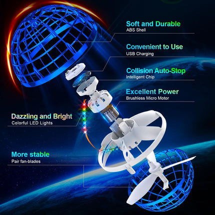 Flying Orb Ball with Lights Magic Hover Spinner Boomerang Drone Toy Kids