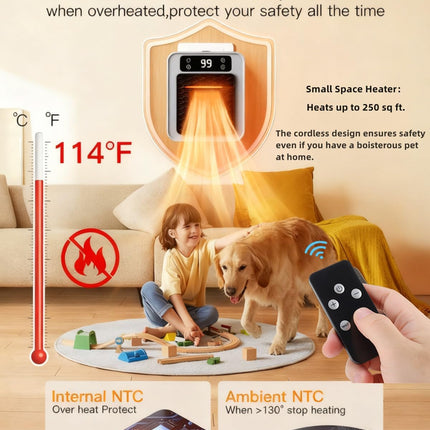 Smart Portable Wall Heater 450W for RV, Home & Office with Remote Control