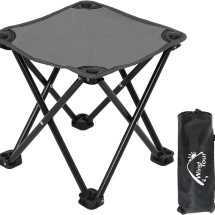 Portable Folding Camping Stool, Lightweight Fishing & Hiking Chair with Carry Bag, Grey