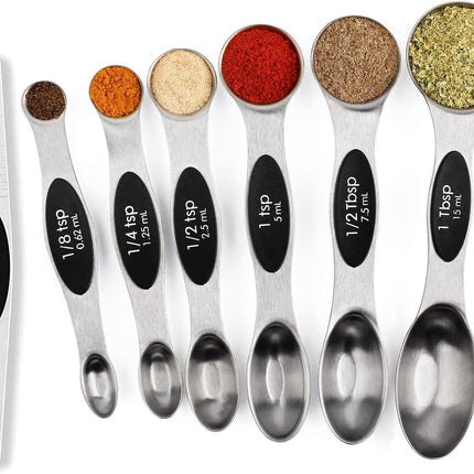Magnetic Measuring Spoons Set Stainless Steel with Leveler Stackable Kitchen